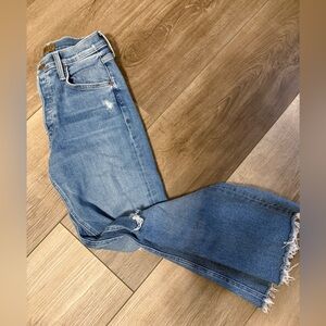 MOTHER Distressed Light Blue Cropped Jeans